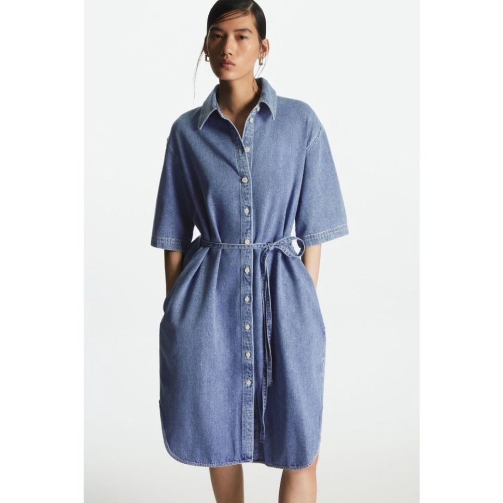 COS Blue Midi Denim Shirt Dress